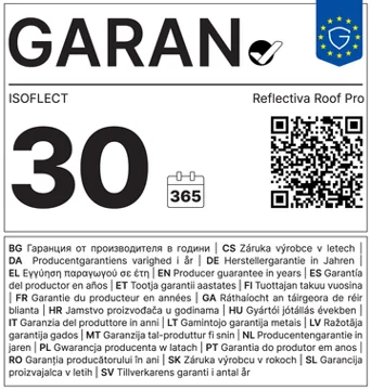 GARAN warranty label Roof Pro
