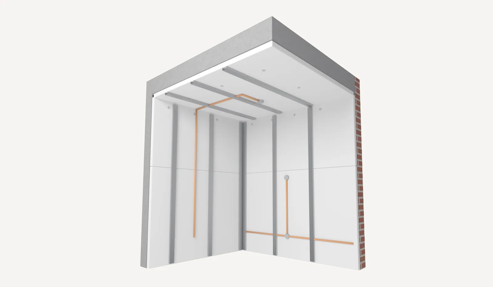 Installation, step 5: the building services, in the service zone