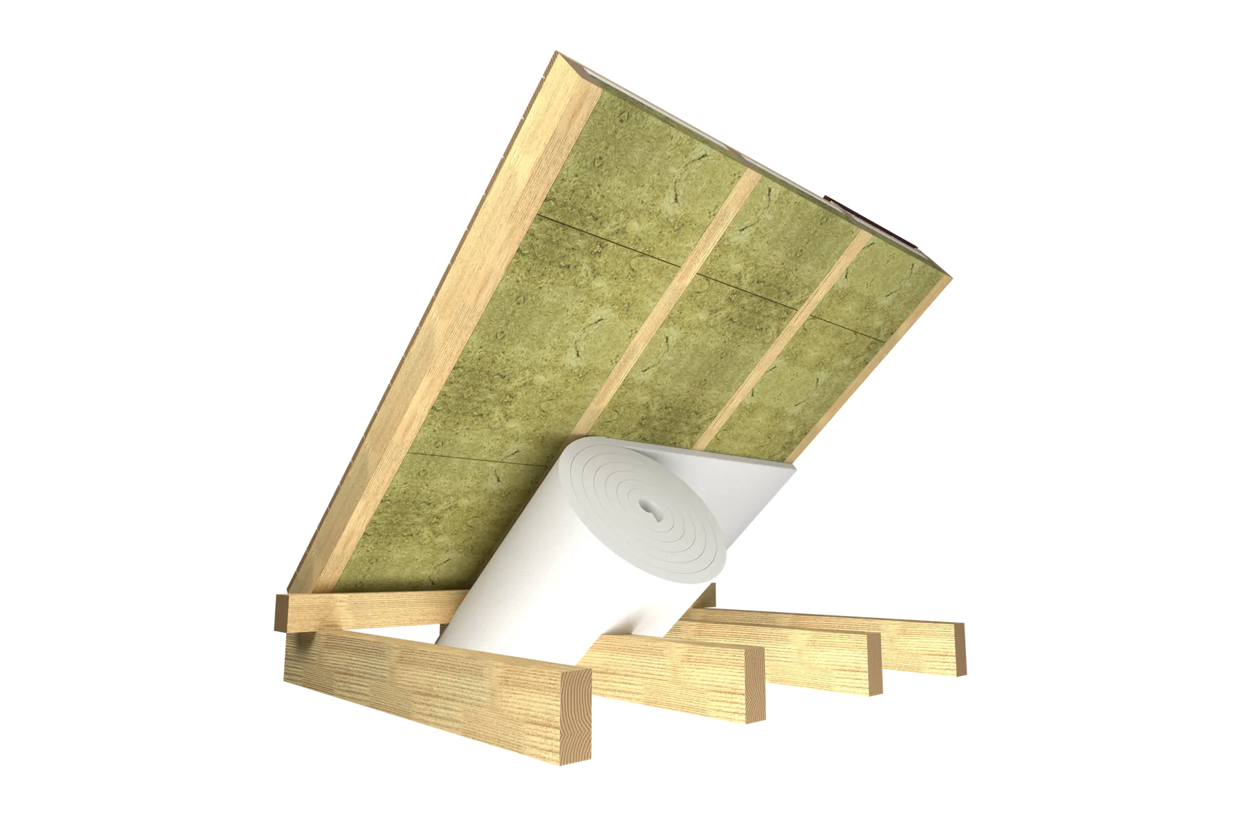 Installation, step 3: unroll the roll across the rafters