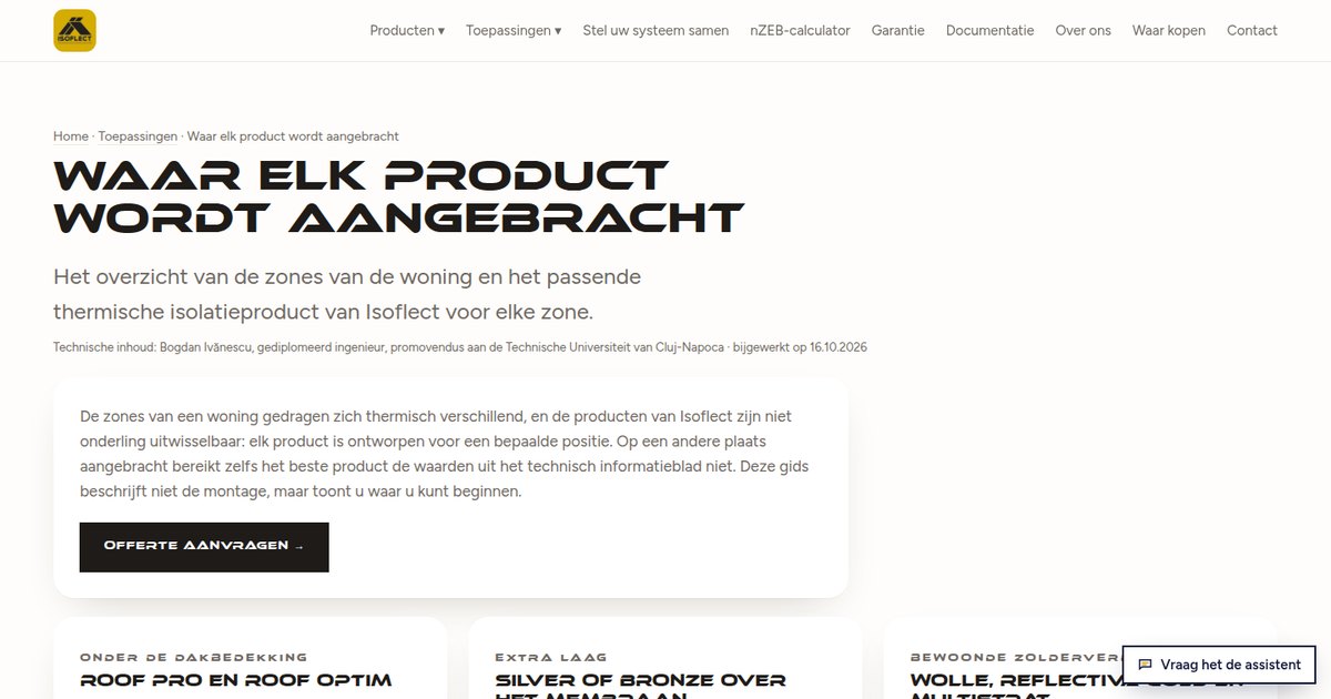 Waar elk product wordt aangebracht
